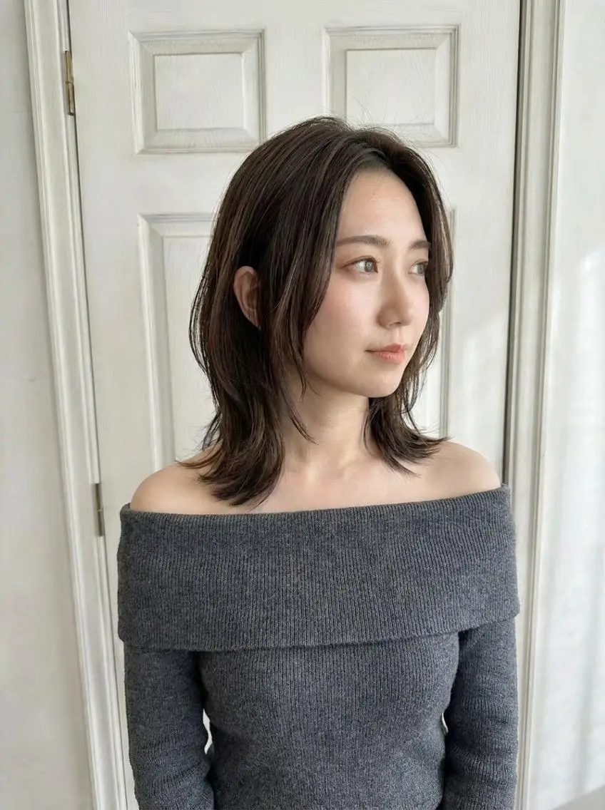 セミロング ボブ くびれヘア 顔周りカット 髪質改善 韓国風ヘア Aroma hair 🌙tanakaのヘアスタイル
