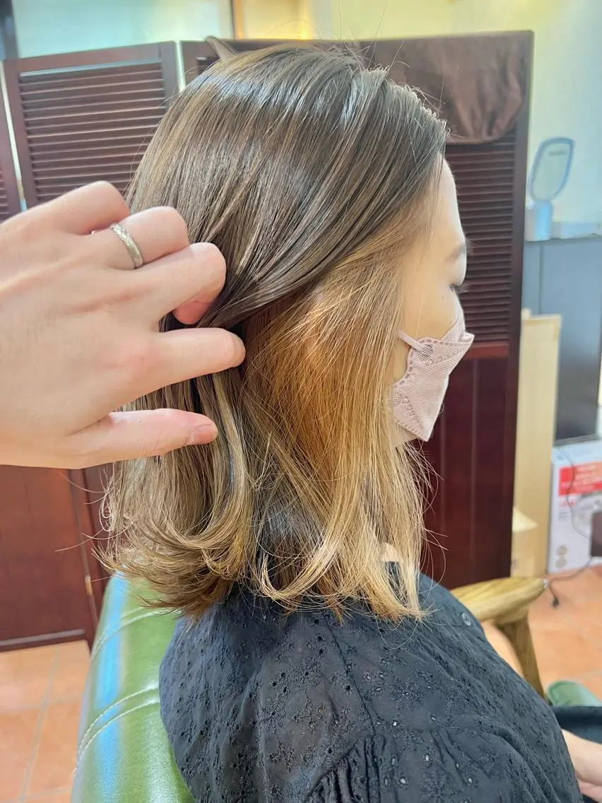 ミディアム カラー ヘアカラー トリートメント 石井 佑樹のヘアスタイル