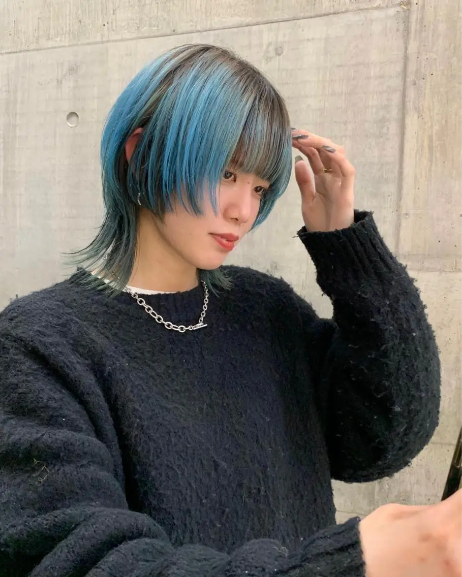 セミロング カラー ウルフカット 中性ウルフカット ケアブリーチ/ケイトのヘアスタイル
