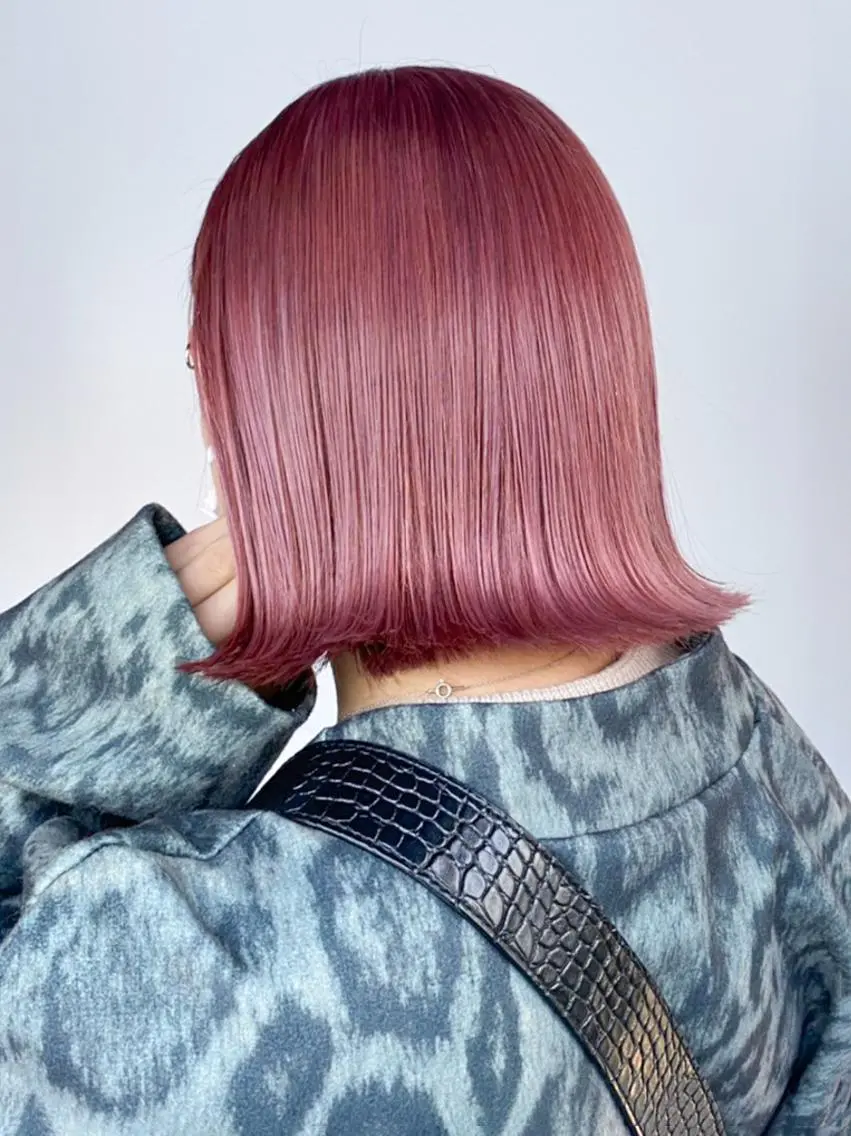 ミディアム カラー ピンクカラー バイオレットカラー ボブ カット ヘアカラー トリートメント ITbyALBUM 八王子店のヘアスタイル
