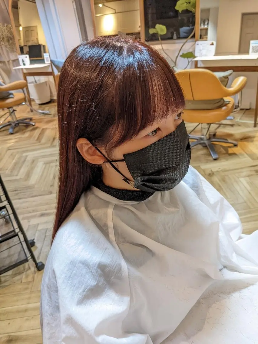 ロング シースルーバング カット ヘアカラー トリートメント newi 天王寺　 masakoのヘアスタイル
