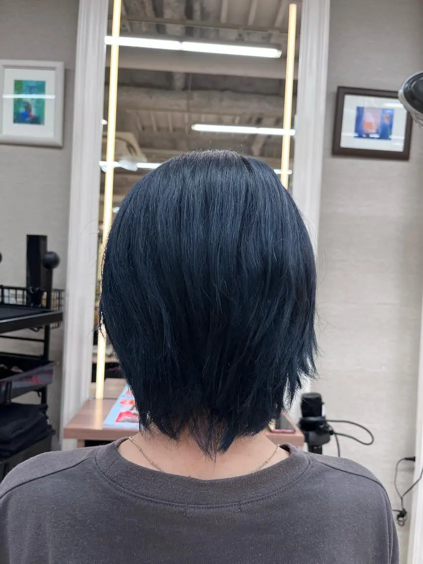 ショート カラー ブルーカラー ネイビーカラー dogstar小林諒 パーマ/レイヤーのヘアスタイル