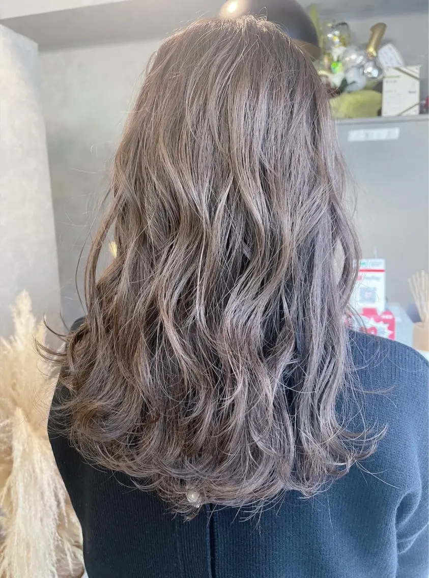 セミロング カラー ブリーチ グレージュ ブリーチなしカラー ダブルカラー /まつ毛パーマ🎀のヘアスタイル