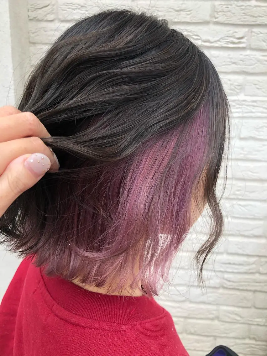 ミディアム カラー インナーカラー ラベンダーカラー ピンクカラー ピンクラベンダー カット ヘアカラー 吉村 絢乃のヘアスタイル