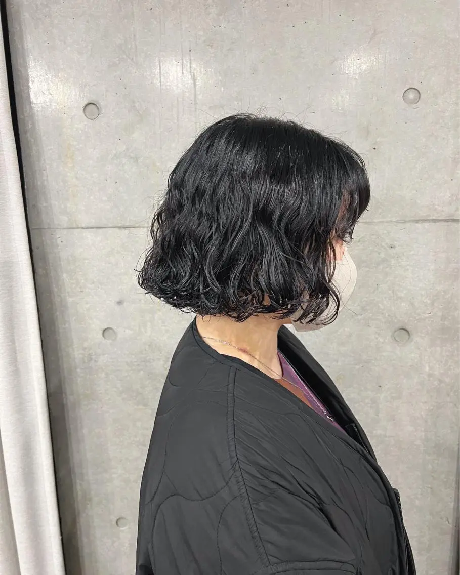 ショート パーマ カット ヘアカラー パーマ ボブパーマコテ巻き風 パーマNo1深江秀平のヘアスタイル