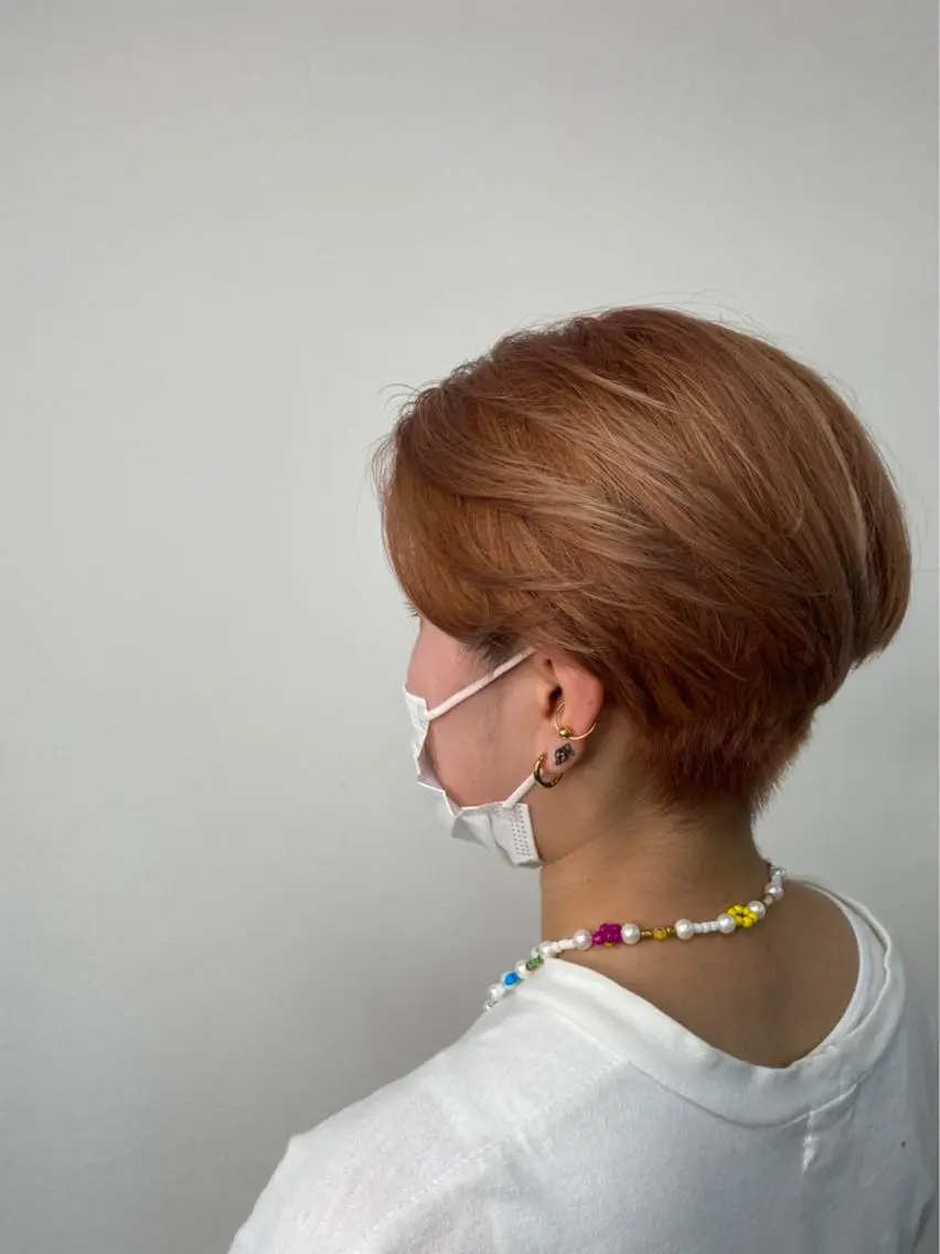 ショート カラー オレンジ 髪質改善.縮毛矯正 ×韓国ヘアyukiのヘアスタイル