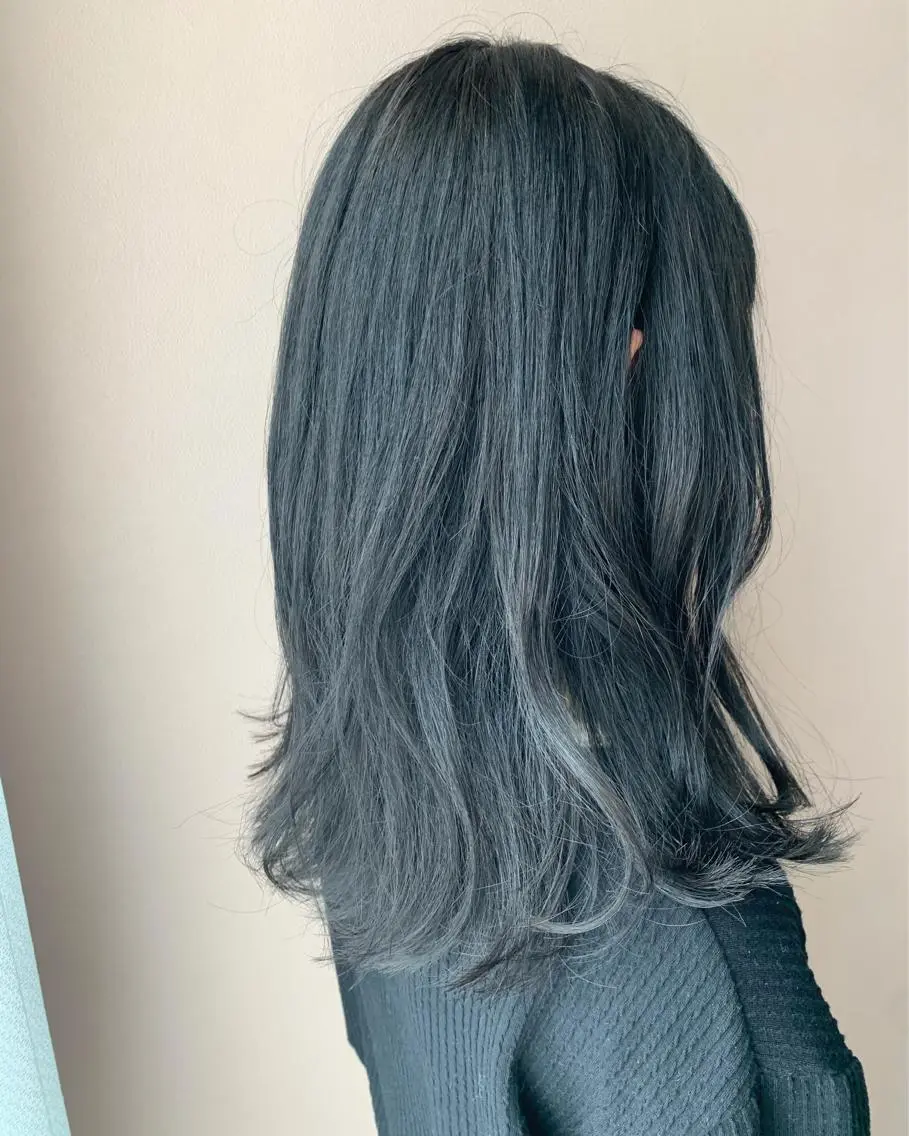 ロング カラー 黒髪 グレーブラック hubhair レイヤー/透明感のヘアスタイル