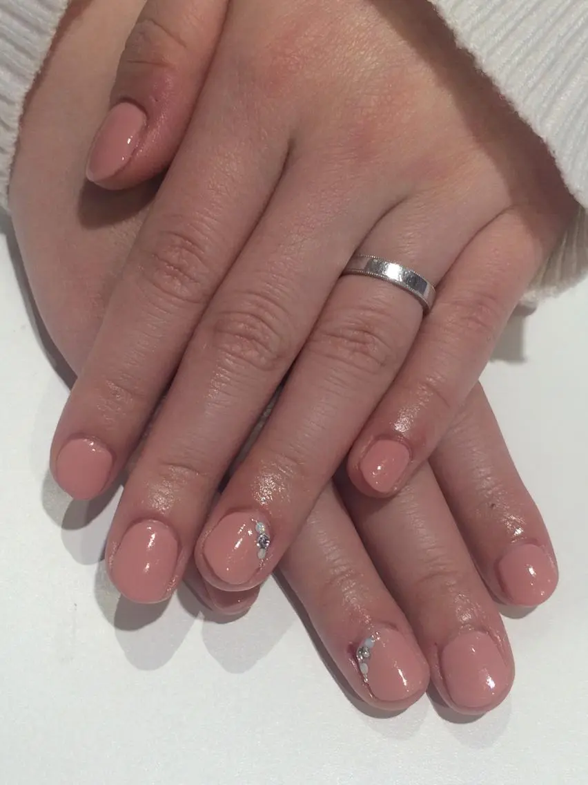 ネイル ワンカラーネイル ストーンネイル M nail はやまうららのネイルデザイン