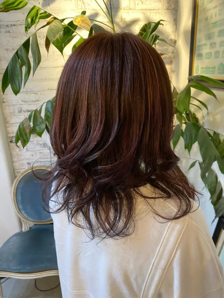 セミロング カラー カット ヘアカラー 長濱 俊のヘアスタイル