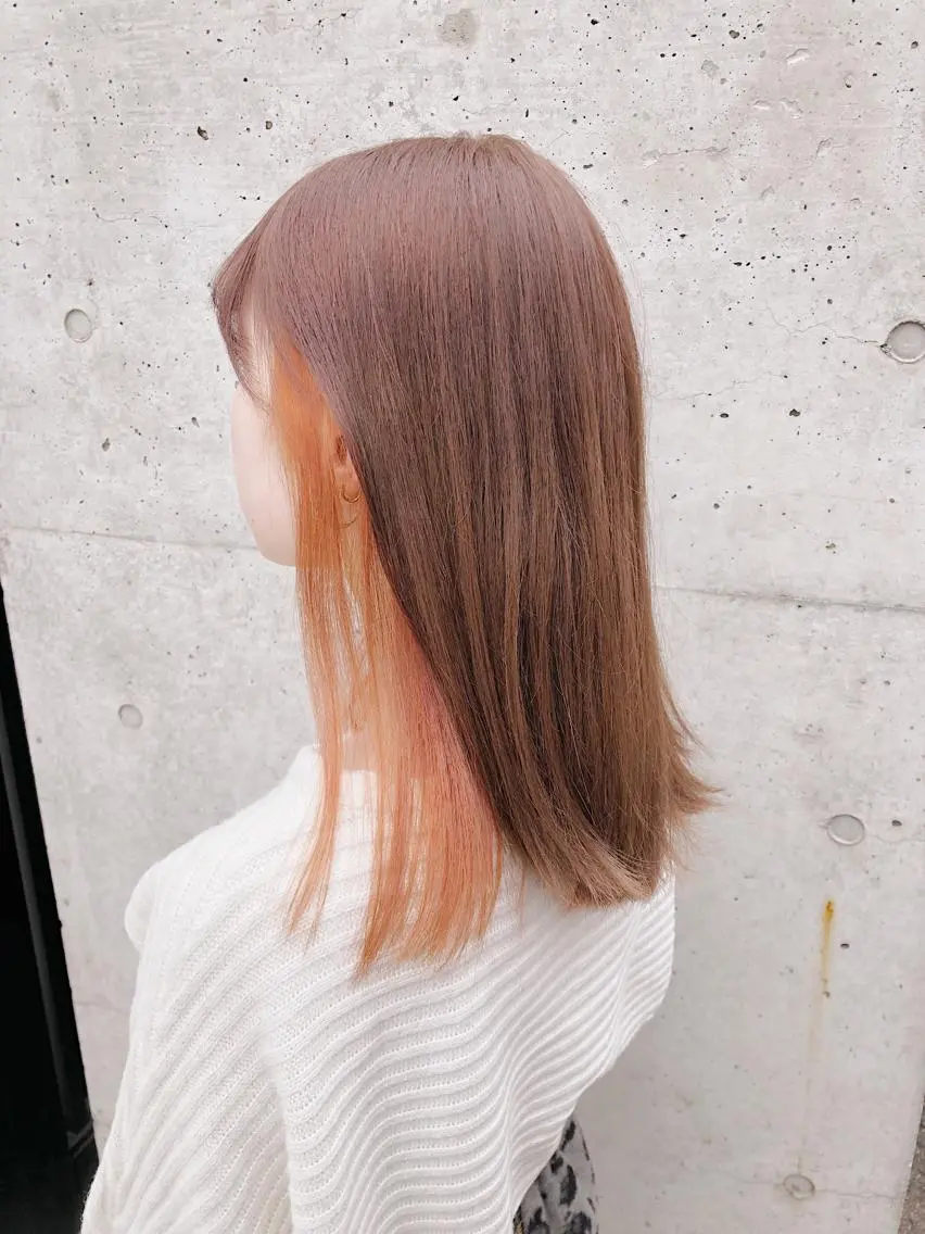 ロング カラー ヘアアレンジ メンズ キッズ オレンジ カット ヘアカラー トリートメント ヘアセット 💟Chloe原宿店 🩶ハイトーンのヘアスタイル