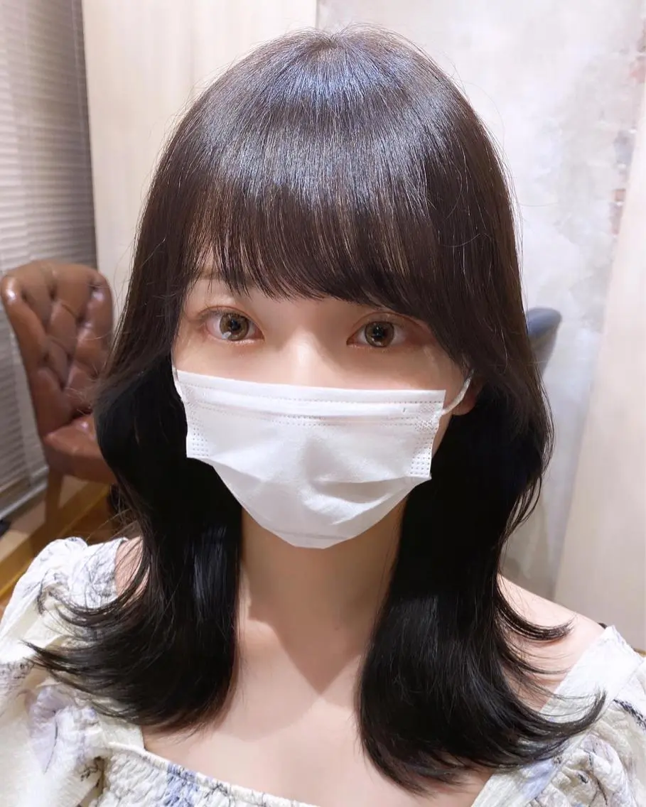 ミディアム カラー カット ヘアカラー トリートメント 顔まわりカット🌟 くびれヘア/寺門遥輝のヘアスタイル