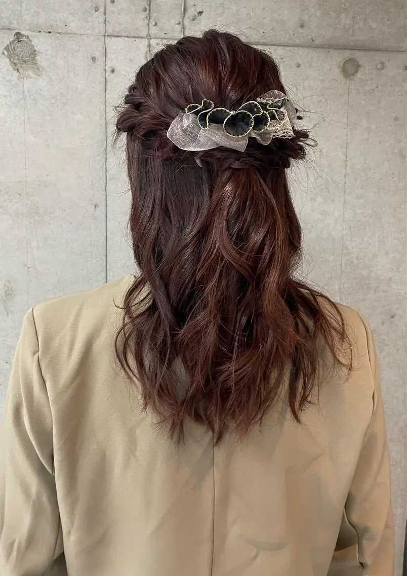 ヘアアレンジ ハーフアップ ヘアセット 美髪× ヘアセット✨Araiのヘアスタイル