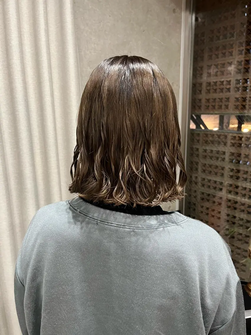ミディアム パーマ カット ヘアカラー パーマ ロングパーマ木村 ボブパーマのヘアスタイル