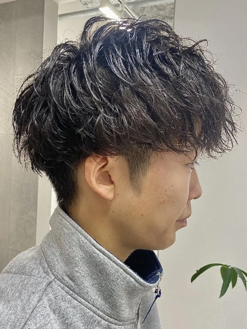 パーマ メンズ 切りっぱなしボブ マッシュ メンズパーマ ツーブロック ボブ カット パーマ メンズ&ショート LEA山村真史のヘアスタイル