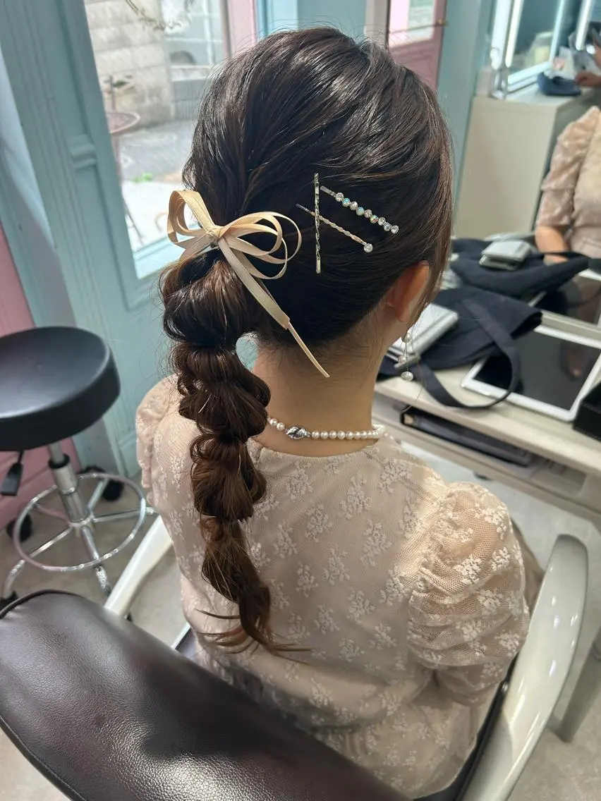 セミロング ヘアアレンジ ヘアセット 💕ブリーチ/ヘアメ 🎀YUUKAのヘアスタイル
