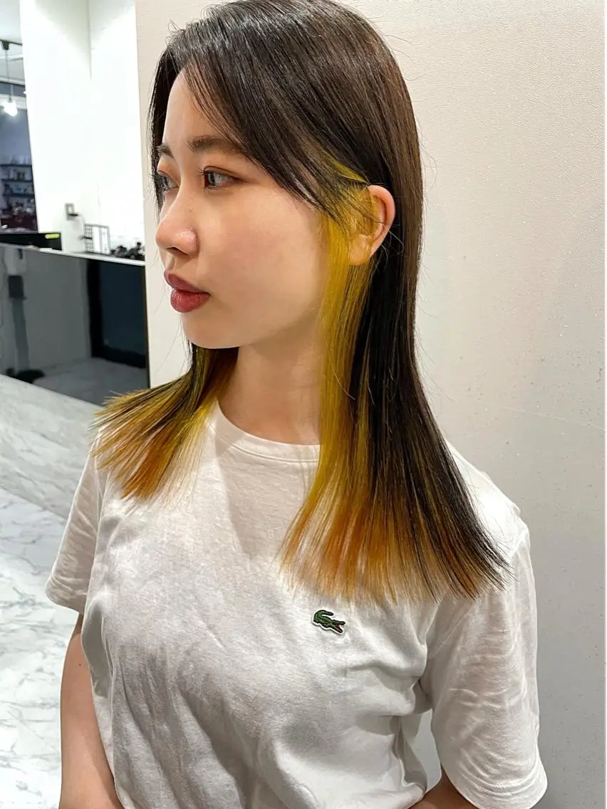 ロング カラー インナーカラー DEAN ISLA 海外風ヘアサロンのヘアスタイル