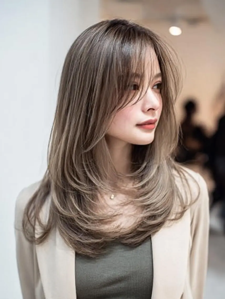 セミロング ハッシュカット 髪質改善 レイヤーカット 縮毛矯正 トリートメント カット ヘアカラー トリートメント 生艶髪＆レイヤー🔔 渋谷お薦めNo.1✨のヘアスタイル