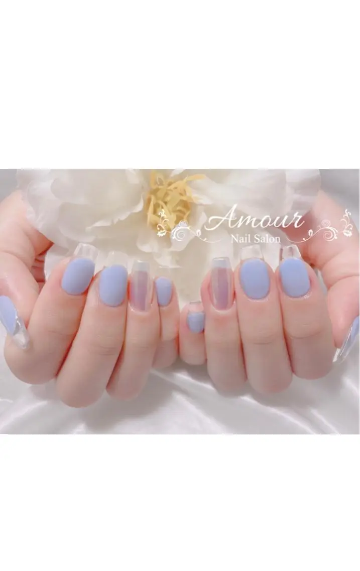 ネイル クリアネイル フレンチネイル nailsalon ♡amour♡のネイルデザイン