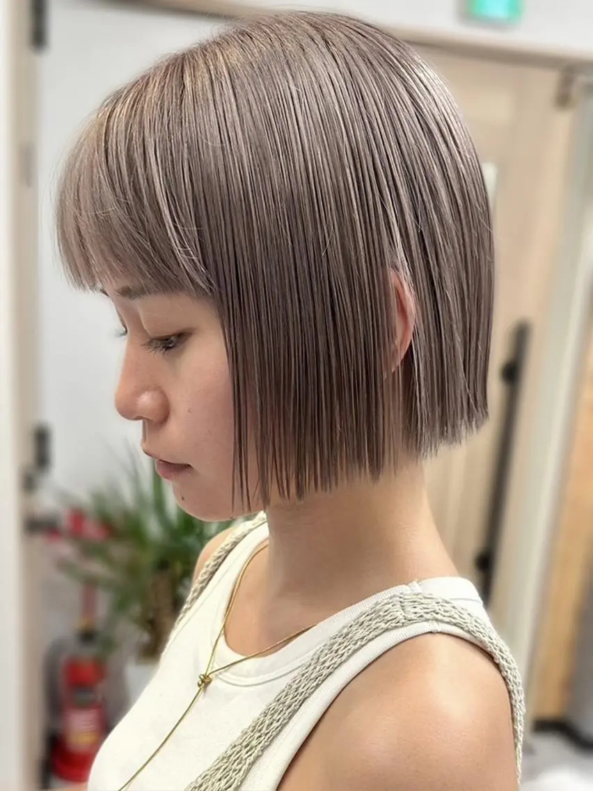ショート カット ヘアカラー 勝野夏希/ハイトーン /ベージュ/松本のヘアスタイル