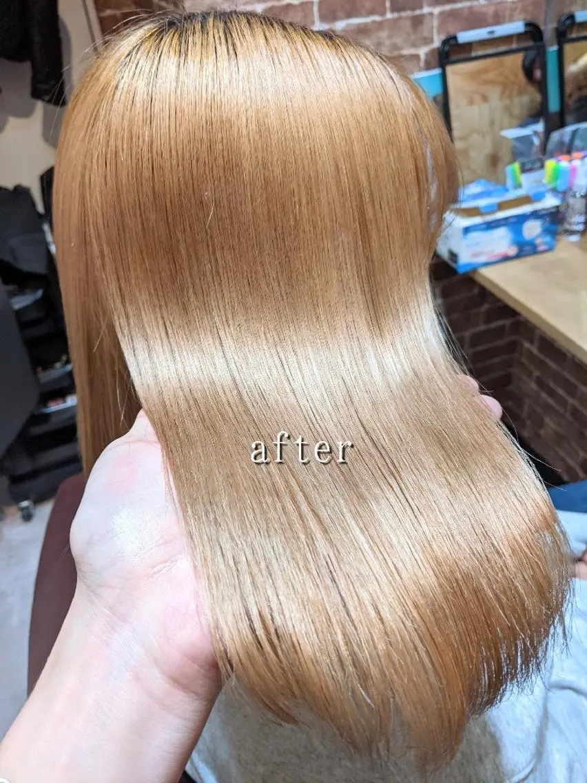 ミディアム カット 縮毛矯正 トリートメント 美髪矯正 キョウスケのヘアスタイル
