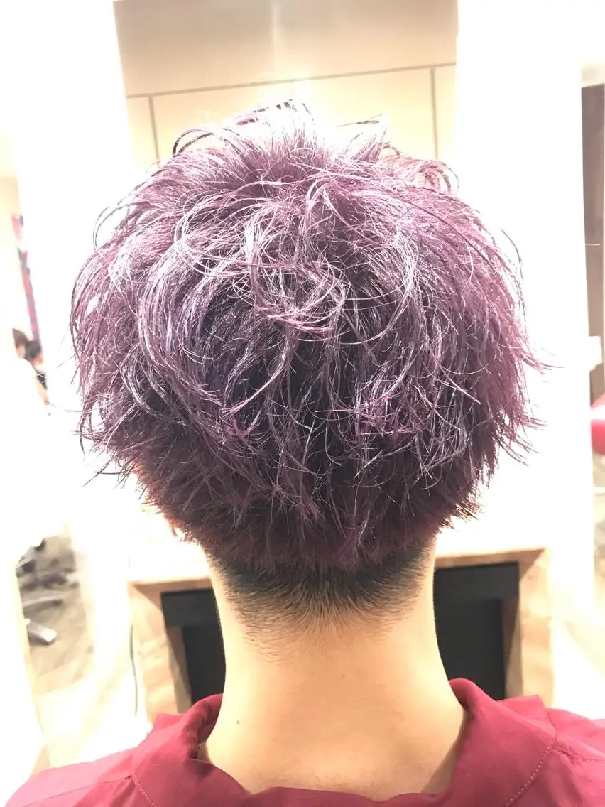 ショート カラー メンズ マッシュ パープルカラー 限定クーポン 💕大量更新ブリーチのヘアスタイル
