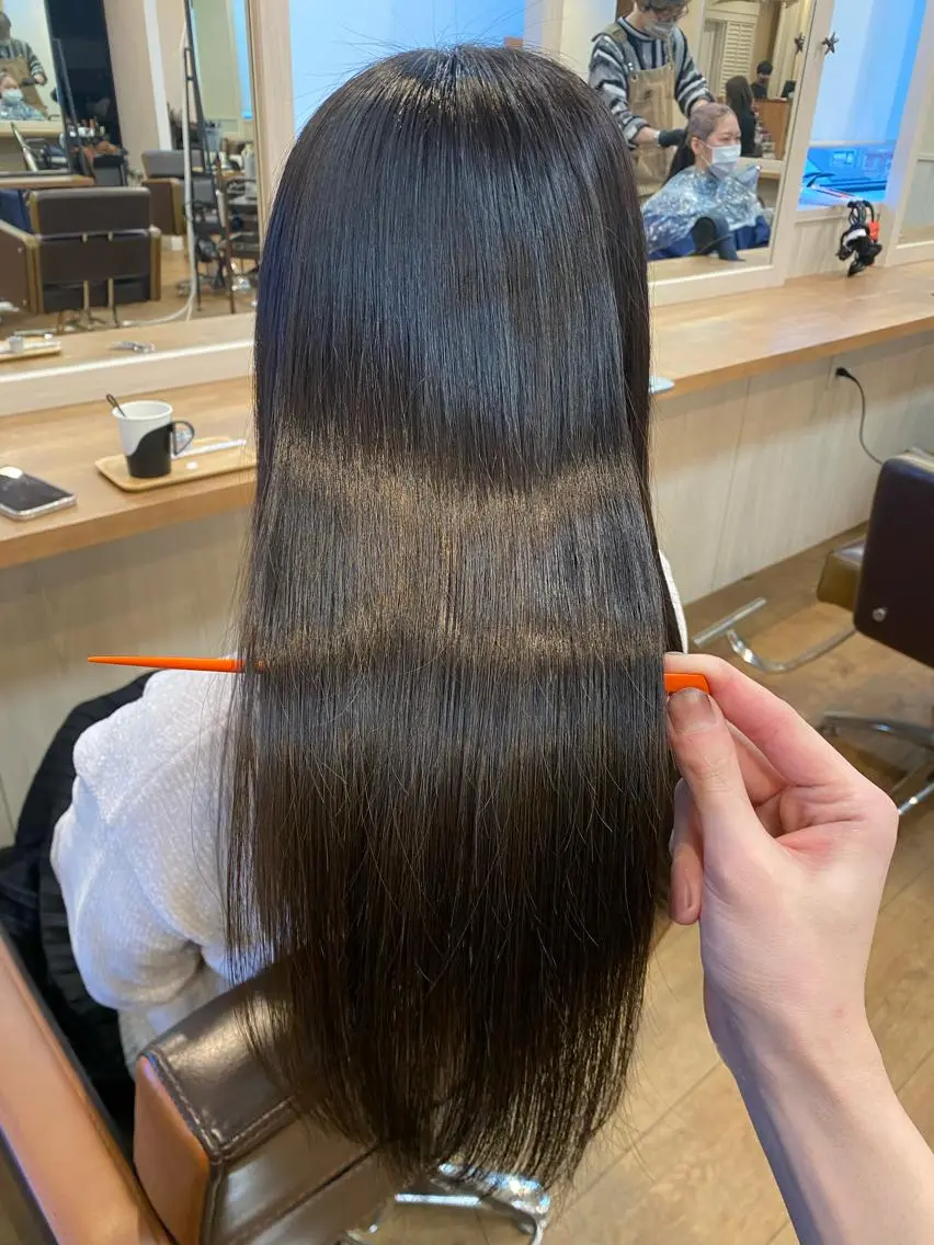 ロング 酸性ストレート カット 縮毛矯正 NUMBER 天王寺YUYAのヘアスタイル