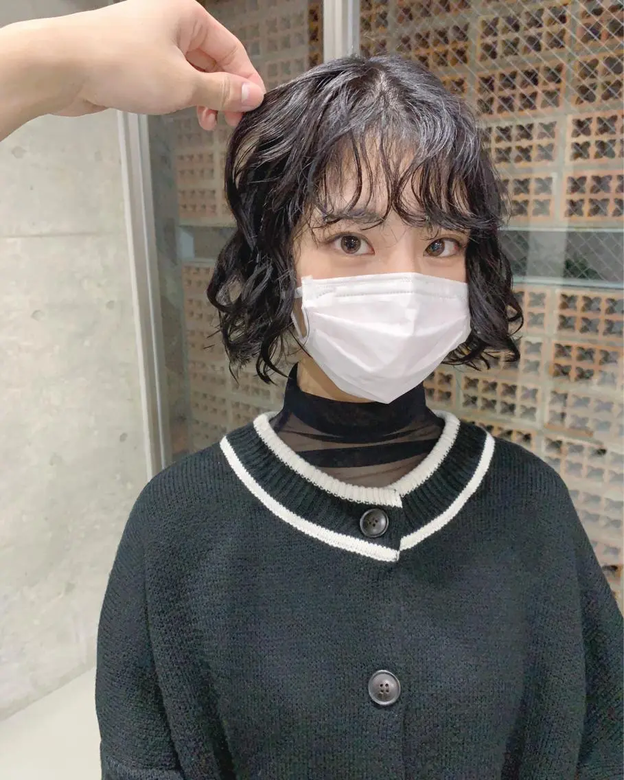 ミディアム カット パーマ トリートメント ボブパーマコテ巻き風 パーマNo1深江秀平のヘアスタイル