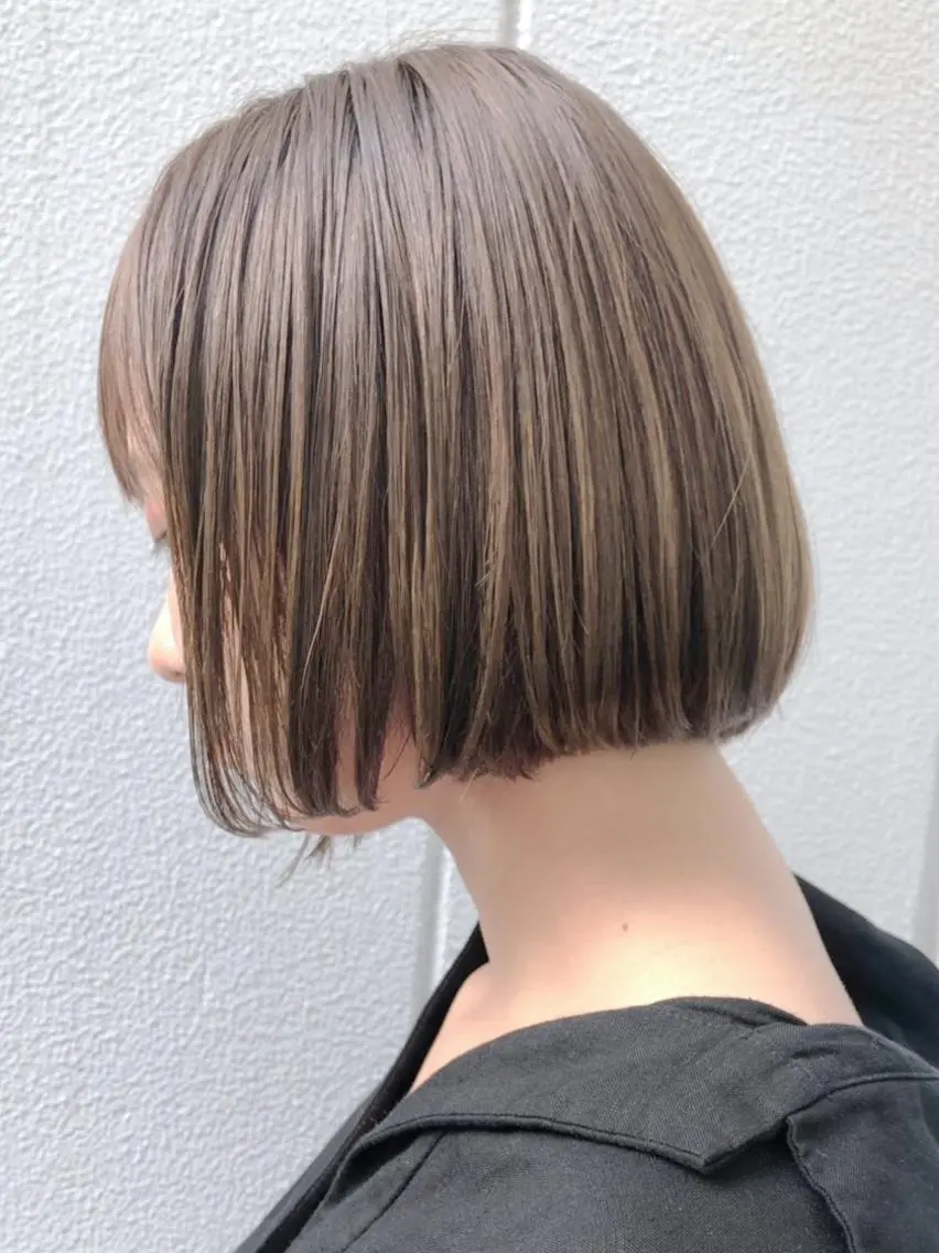 ショート カラー パーマ ヘアアレンジ ベージュカラー ボブ ITbyALBUM 中野店のヘアスタイル