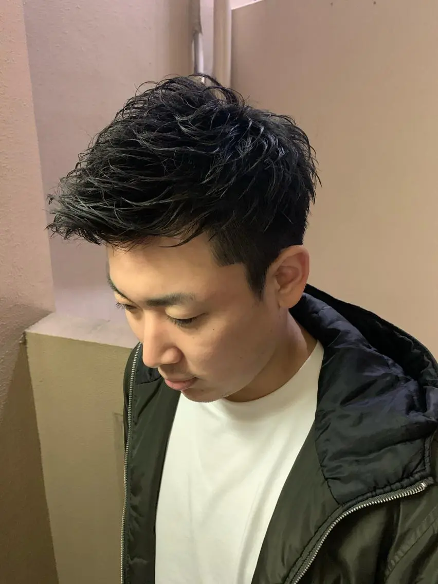 ショート パーマ メンズ カット ヘアセット 練習用 坂場のヘアスタイル