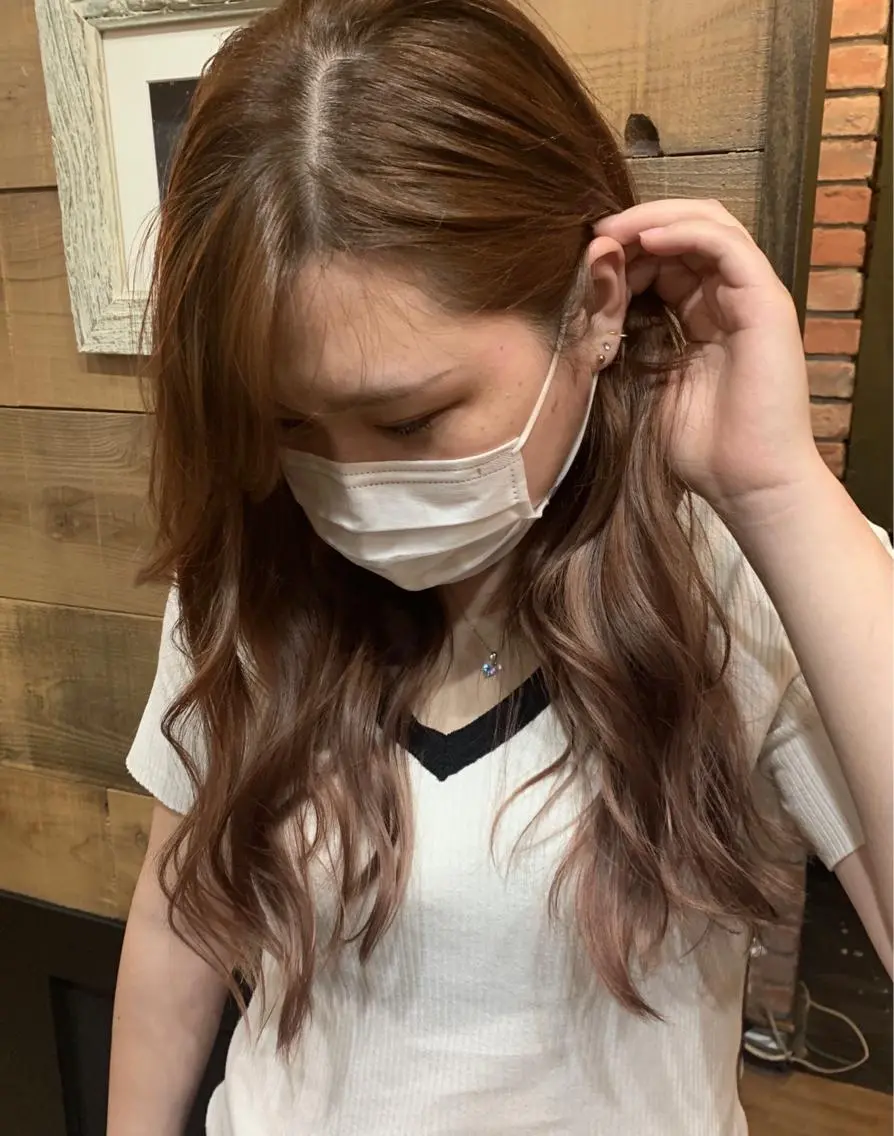 ロング カラー ベージュカラー ピンクカラー ヘアカラー トリートメント SHIAN 八王子👼鬼塚さやかのヘアスタイル