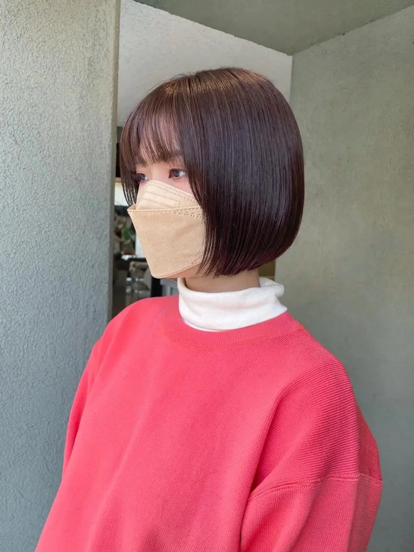 ショート カラー ベージュカラー パープルカラー ボブ カット ヘアカラー トリートメント HIROKI ”博多 /ボブのヘアスタイル