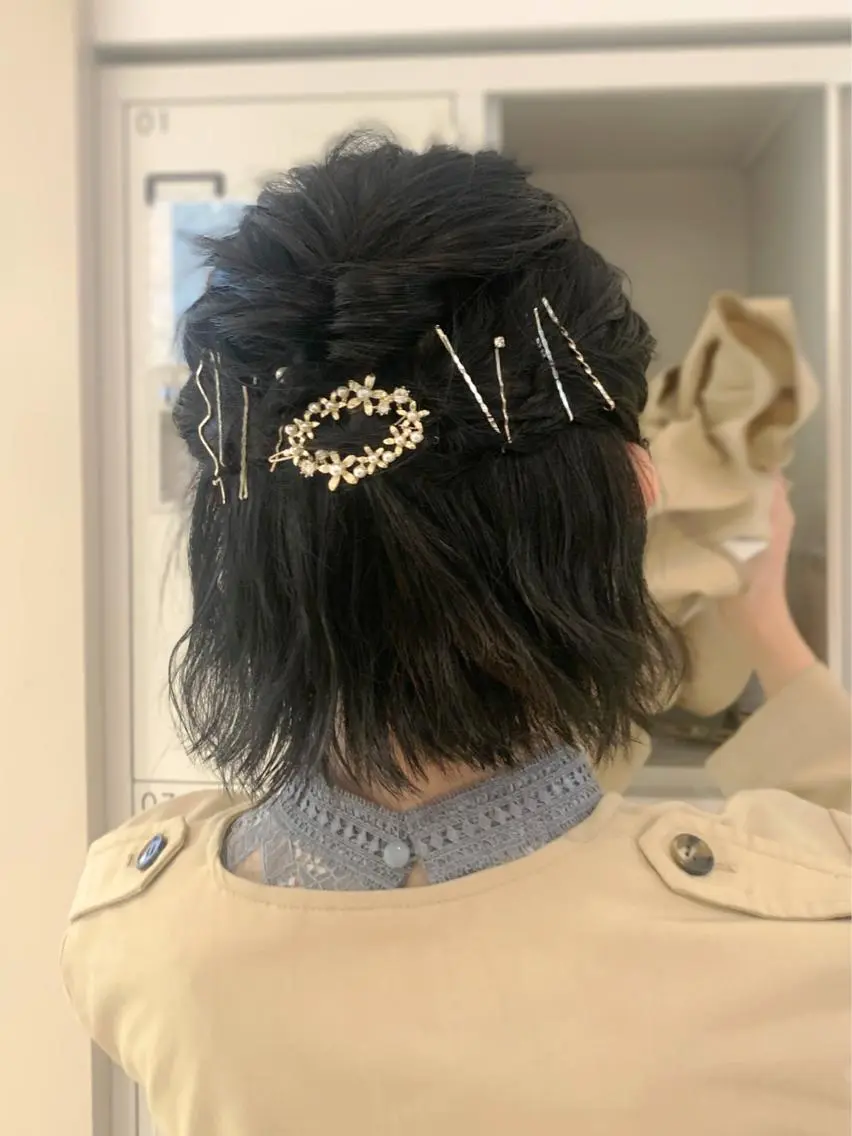 ショート ヘアアレンジ ヘアセット ミドウチ アヤカのヘアスタイル