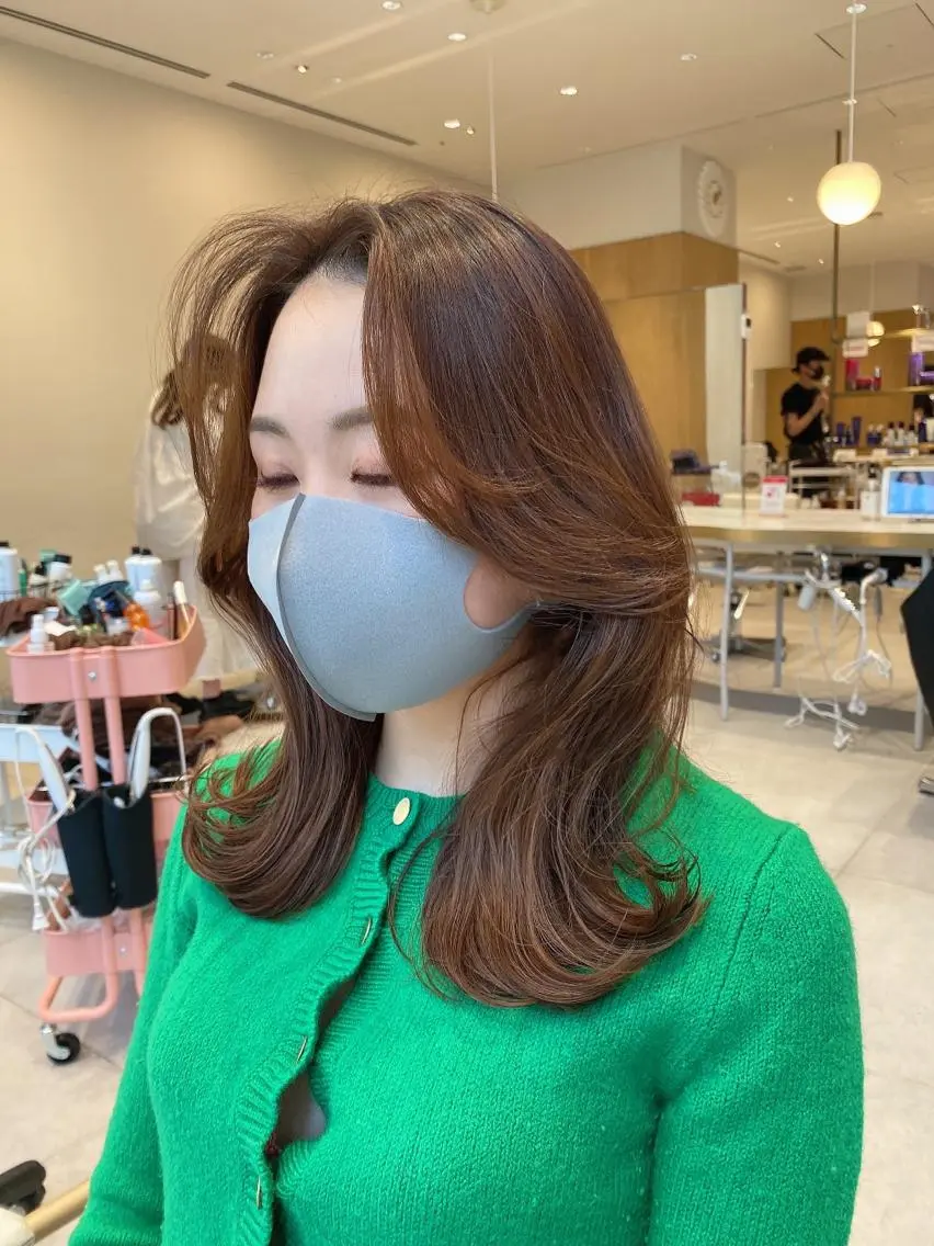 ミディアム くびれヘア 韓国風ヘア 韓国ヘア🇰🇷髪質 改善たけるのヘアスタイル