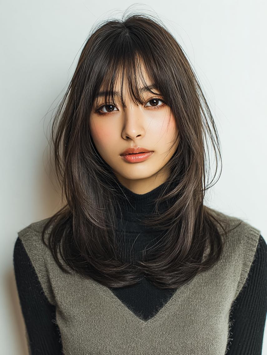 セミロング 🍒暖色×ハイトーン ×デザイン✨まなりのヘアスタイル