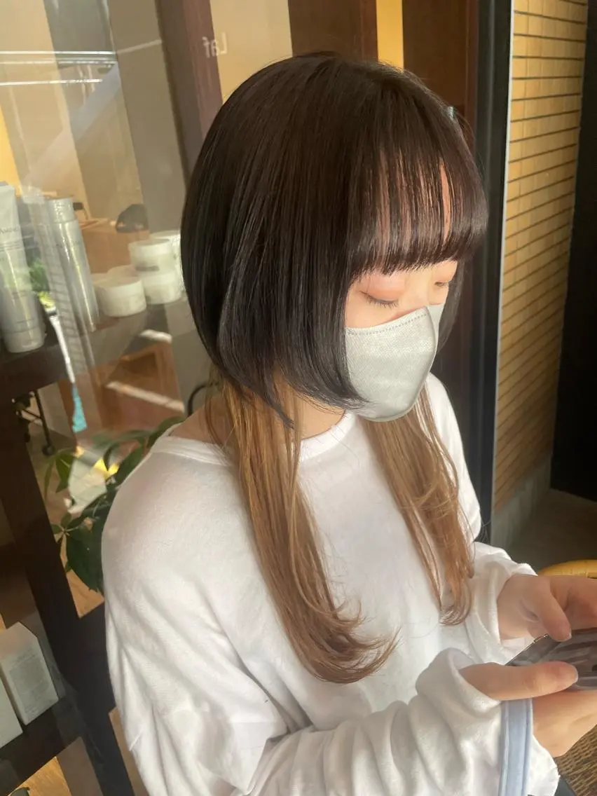 ロング カラー ベージュカラー ウルフカット カット ヘアカラー トリートメント しのはら まどかのヘアスタイル