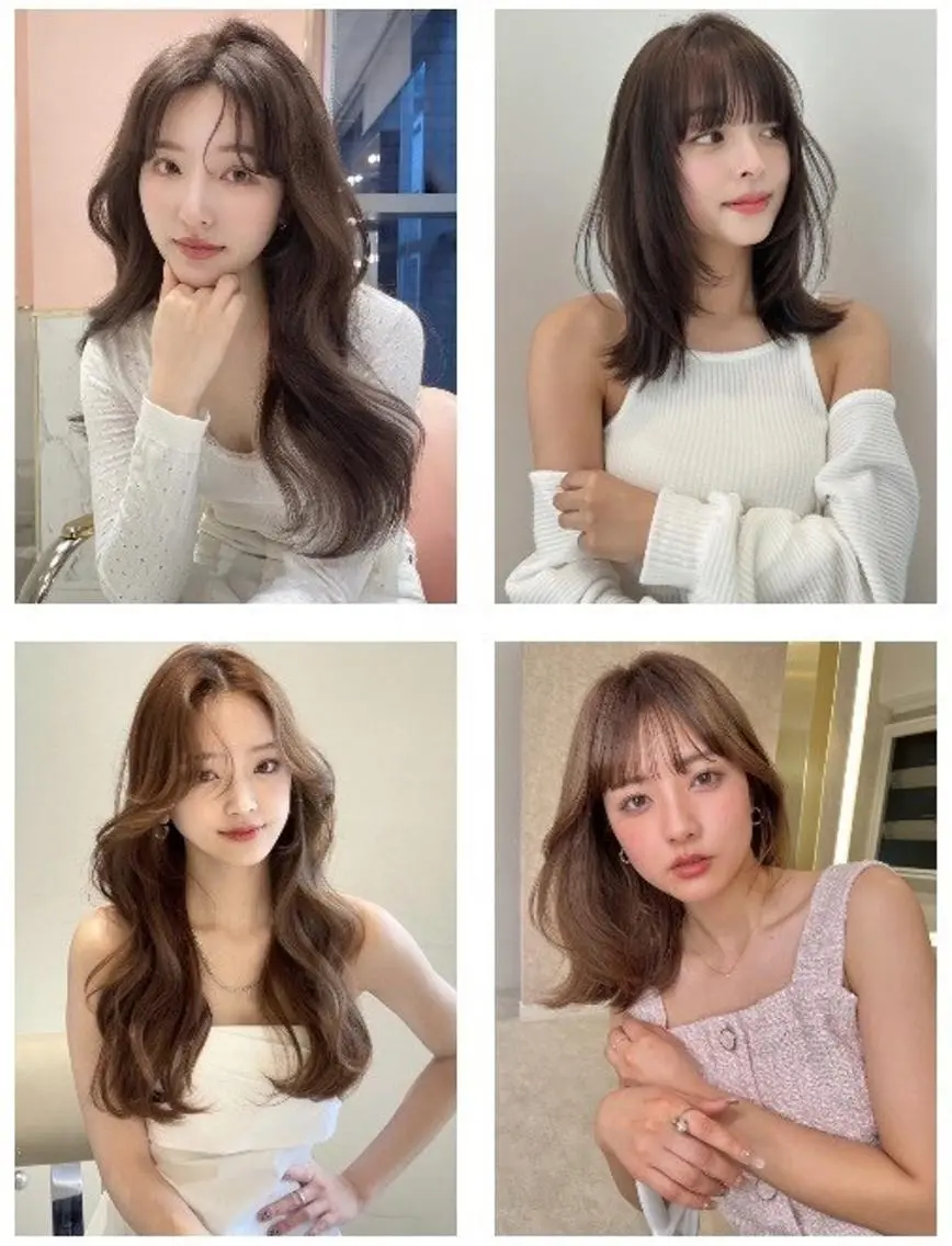 セミロング 韓国風ヘア 韓国特化エクステ🟨 エクステのヘアスタイル