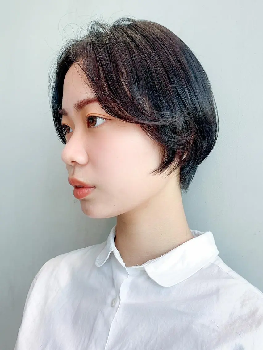 ショート カラー パーマ ヘアアレンジ 黒髪 ショートヘア ITbyALBUM 八王子店のヘアスタイル