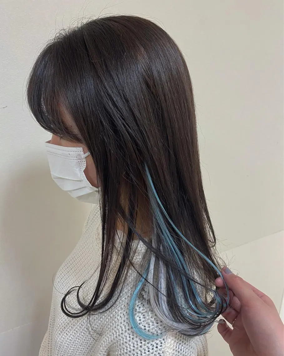 ロング カラー ヘアアレンジ シールエクステ ブルーカラー イヤリングカラー エクステ enurk店 🍋 M I K U *のその他イメージ