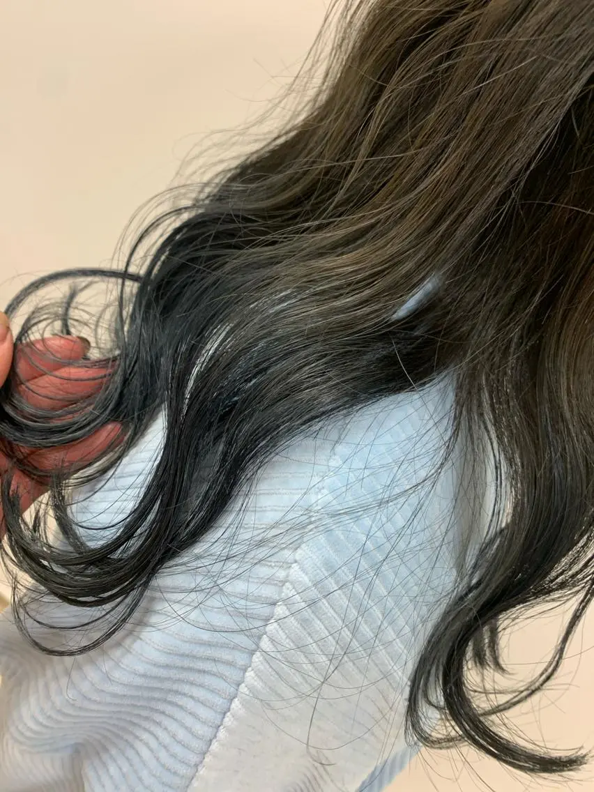 ロング カラー ブルーカラー ネイビーカラー 顔まわりカット✄ ベージュカラー🧸のヘアスタイル