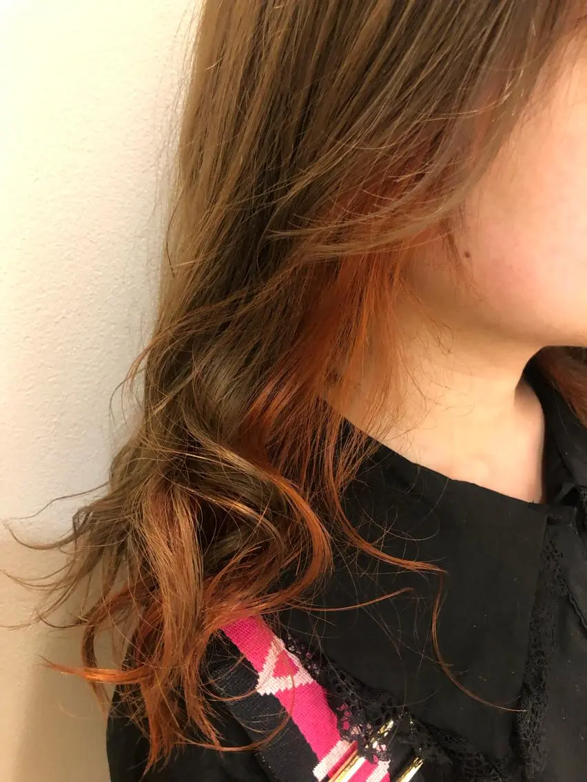 セミロング カラー ベージュカラー ミルキーベージュ オレンジ 盛れるレイヤーカット 得意🌹井上美沙のヘアスタイル