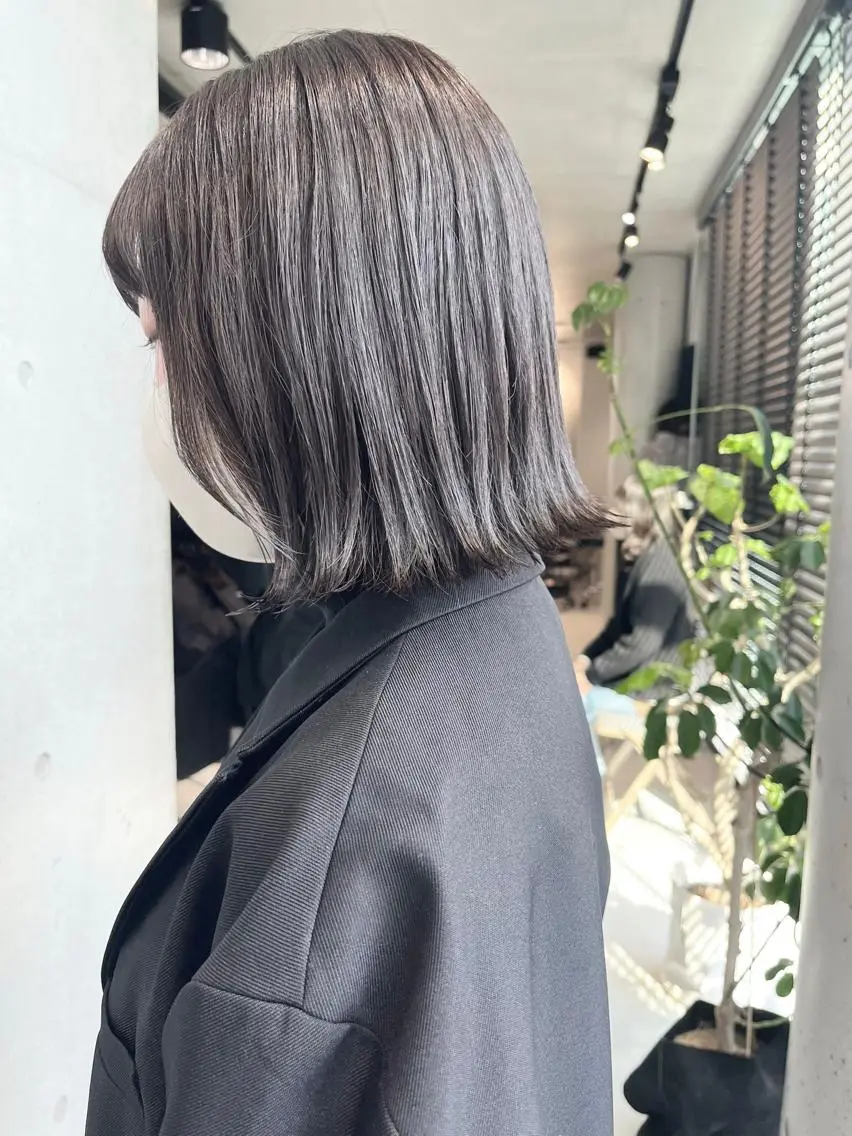 ミディアム カラー パーマ カット ヘアカラー トリートメント ヘッドスパ ヘアセット 透明感/オリーブ/ グレージュ/YUKAのヘアスタイル