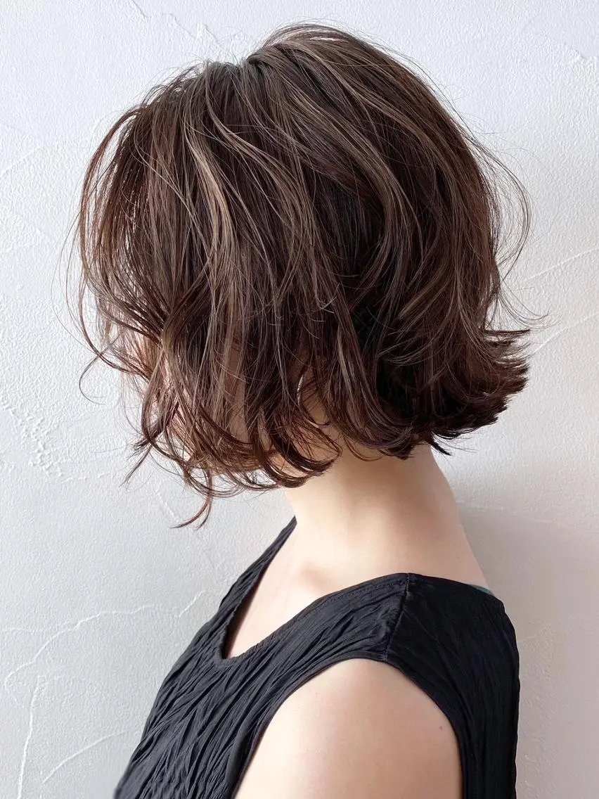 ミディアム カラー パーマ ヘアアレンジ ハイライトカラー 3Dハイライト ボブ ハイライト ITbyALBUM 中野店のヘアスタイル