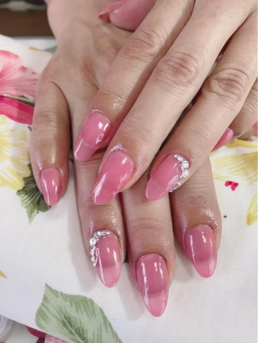 ネイル ワンカラーネイル ストーンネイル ハンドネイル NAIL Nutsのネイルデザイン