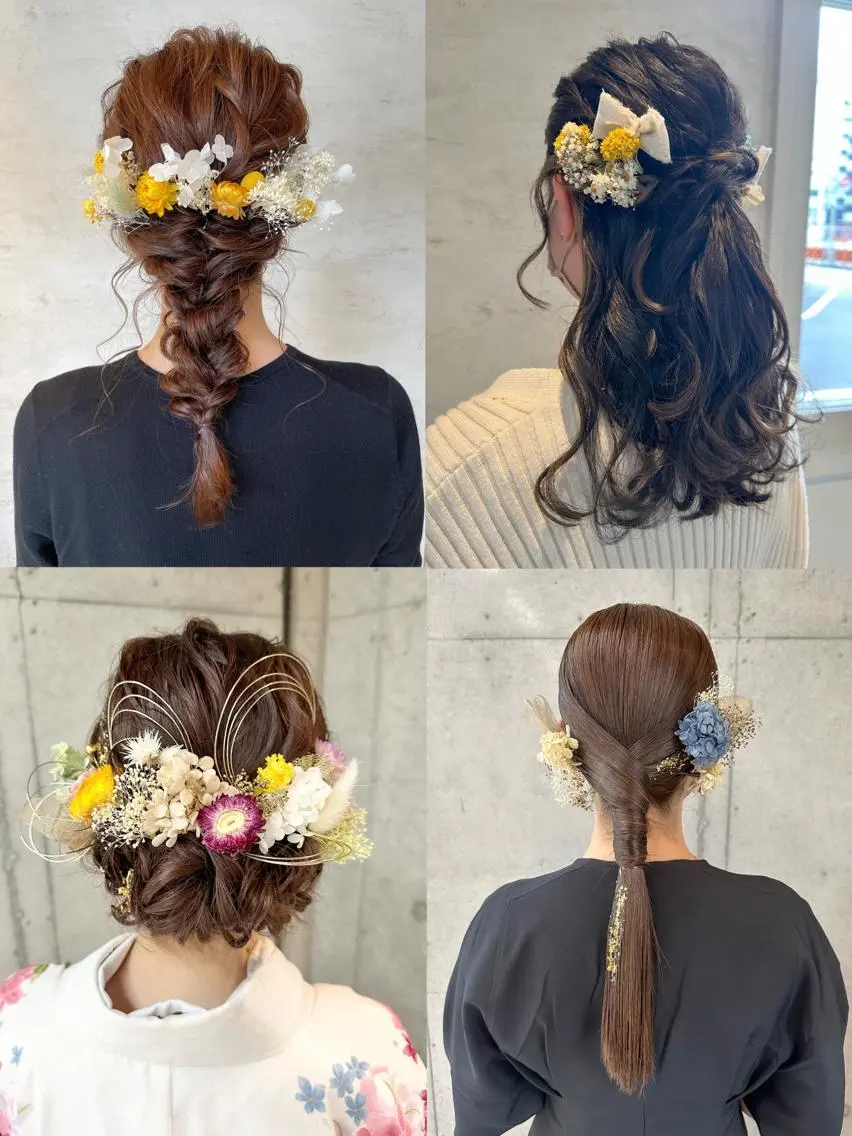 セミロング ヘアアレンジ 成人式 ハーフアップ ポニーテール 結婚式・ブライダル くびれヘア 🎀ヘアセット/艶髪 /はやしほのか🎀のヘアスタイル