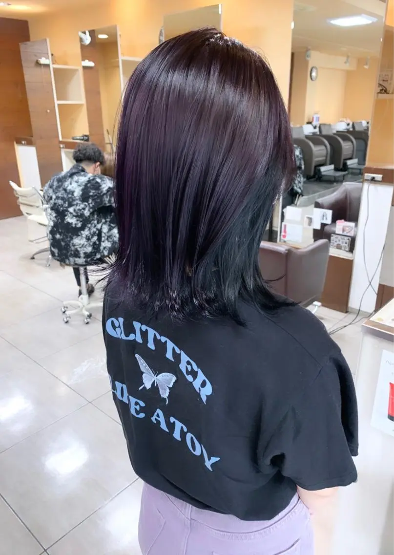 ミディアム パープルカラー ヘアカラー 🫧艶髪カラー🫧 森本くるみのヘアスタイル