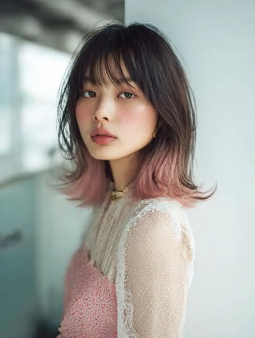 ミディアム ハッシュカット 髪質改善 レイヤーカット 縮毛矯正 トリートメント カット ヘアカラー トリートメント 生艶髪＆レイヤー🔔 渋谷お薦めNo.1✨のヘアスタイル