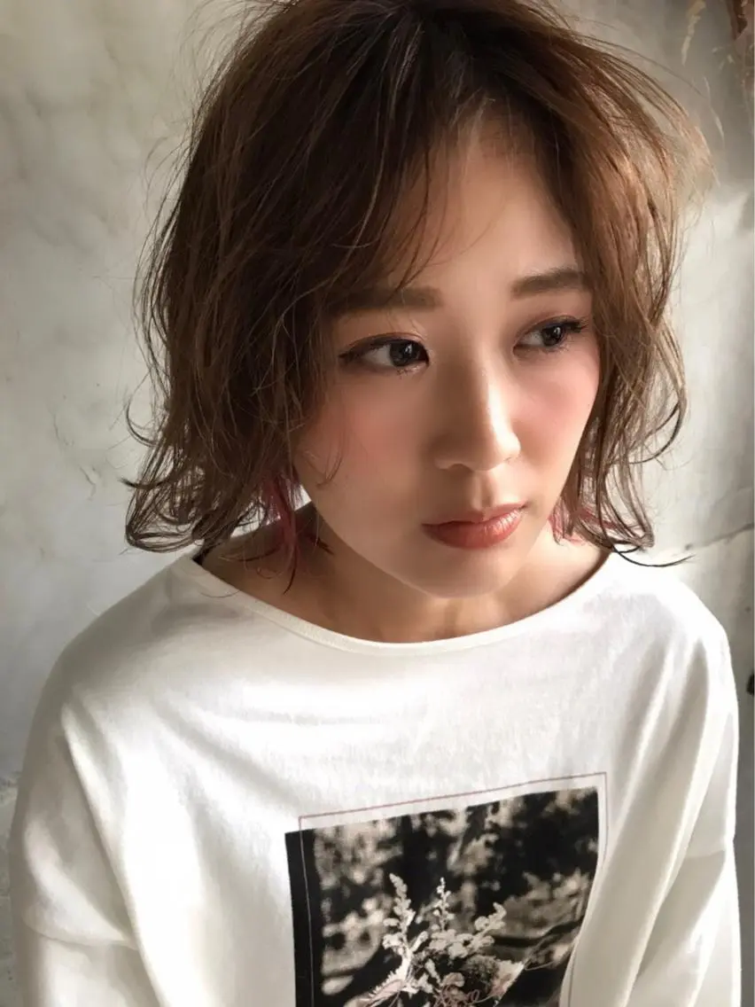 ミディアム カット ヘアカラー トリートメント ayane⭐️ボブ・ ショート・パーマのヘアスタイル