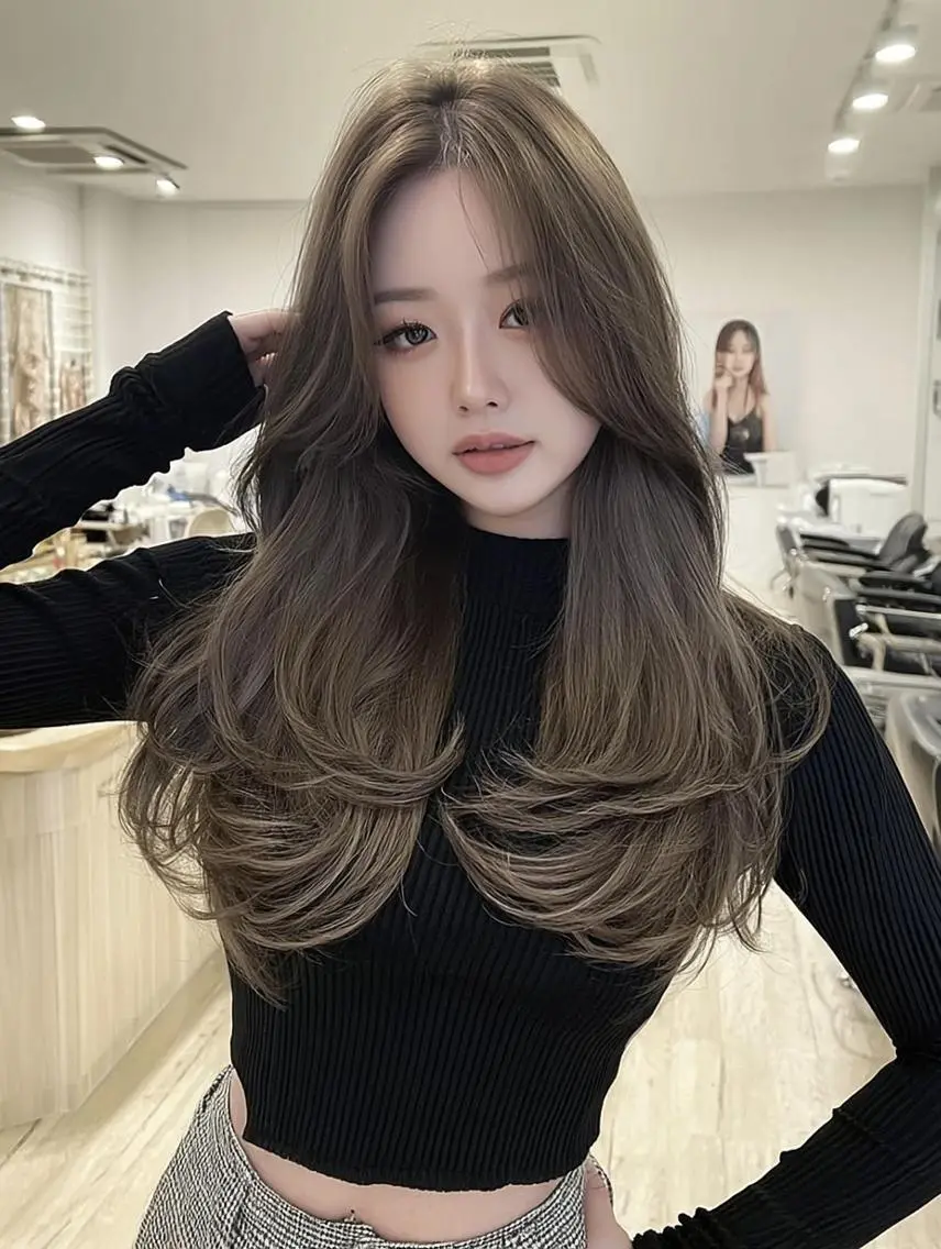 ロング カット ヘアカラー 林朱里/束間まつげ /レイヤーカット🌹のマツエク・マツパデザイン
