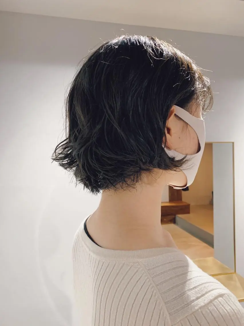 ショート カラー ヘアアレンジ ボブパーマコテ巻き風 パーマNo1深江秀平のヘアスタイル