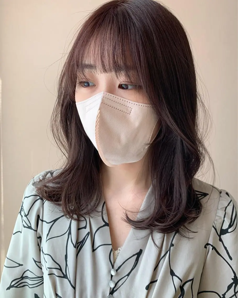セミロング カラー ラベンダーカラー レッドカラー hubhair レイヤー/透明感のヘアスタイル
